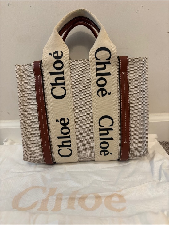 Chloe Handbags - Chloé Beige Canvas Tote with Brown Leather Trim and Cream Logo Straps